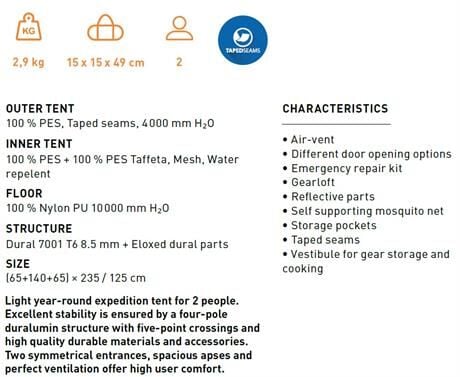Trimm Apolos-D 2 Kişilik 4 Mevsim Çadır