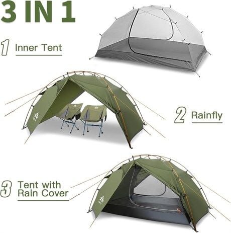 Night Cat ZP-34 2 Kişilik 4 Mevsim Alüminyum Ultralight Çadır - Yeşil