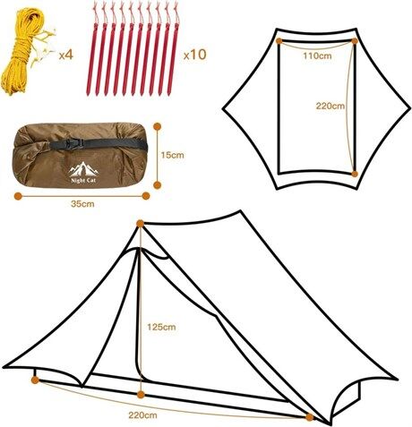 Night Cat Lanshan-2 2 Kişilik 4 Mevsim Ultralight Çadır - Yeşil
