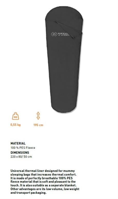 Trimm Liner Mummy Termal Uyku Tulumu Astarı - Polar