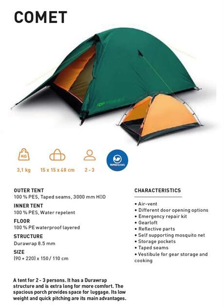 Trimm Comet 2 Kişilik Çadır - Kum Rengi